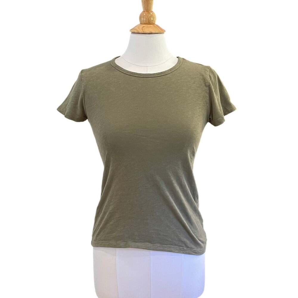 J.Crew Olive Green Studio Tee, Short Sleeve, 100% Cotton, Size XS